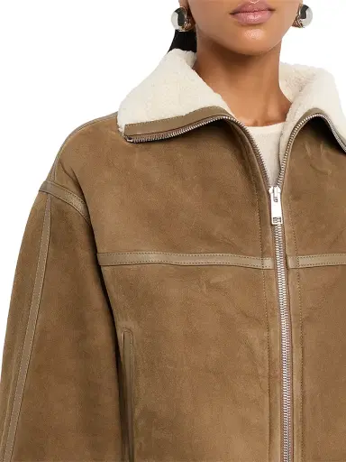 Yves Salomon Women's Veste Shearling Zip-Front Crop Jacket - Chouquette - Size 8 | Thumbnail 5 Yves Salomon Women's Veste Shearling Zip-Front Crop Jacket - Chouquette - Size 8 | Thumbnail 5