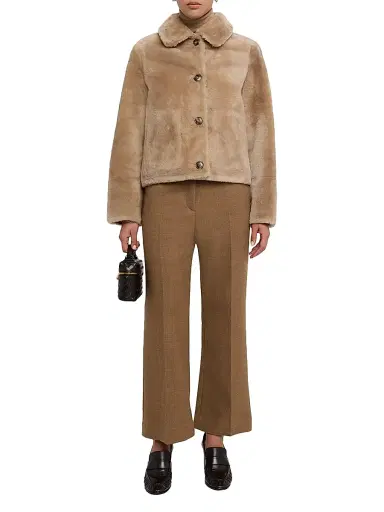 Yves Salomon Women's Veste Shearling Jacket - Sand Bay - Size 6 | Thumbnail 2 Yves Salomon Women's Veste Shearling Jacket - Sand Bay - Size 6 | Thumbnail 2