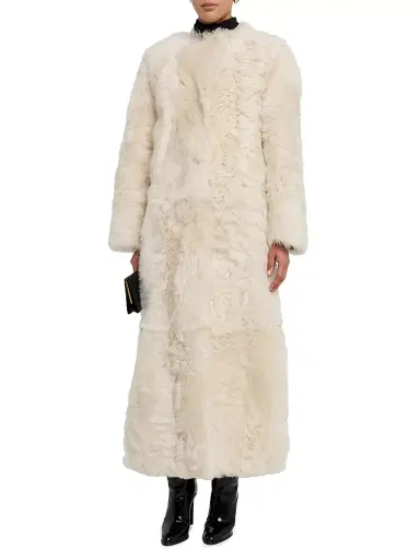 Yves Salomon Women's Reversible Shearling Coat - Meringue - Size 10 | Thumbnail 3 Yves Salomon Women's Reversible Shearling Coat - Meringue - Size 10 | Thumbnail 3