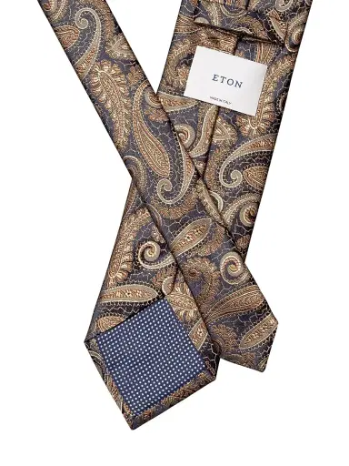 Eton Men's Paisley Silk Tie - Brown | Thumbnail 3 Eton Men's Paisley Silk Tie - Brown | Thumbnail 3