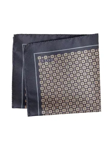 Eton Men's Geometric Silk Pocket Square - Navy | Thumbnail 1 Eton Men's Geometric Silk Pocket Square - Navy | Thumbnail 1