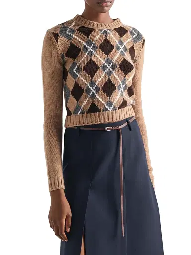 Prada Women's Cashmere Crewneck Sweater - Brown | Thumbnail 3 Prada Women's Cashmere Crewneck Sweater - Brown | Thumbnail 3