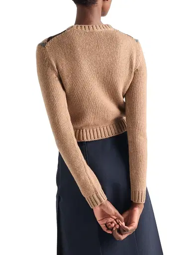 Prada Women's Cashmere Crewneck Sweater - Brown | Thumbnail 4 Prada Women's Cashmere Crewneck Sweater - Brown | Thumbnail 4