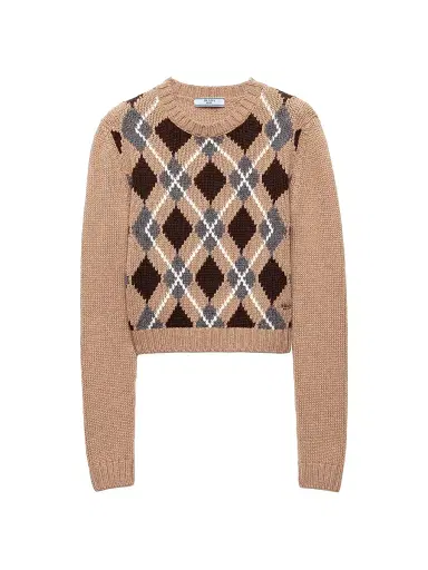 Prada Women's Cashmere Crewneck Sweater - Brown | Thumbnail 1 Prada Women's Cashmere Crewneck Sweater - Brown | Thumbnail 1