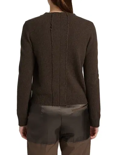 MM6 MAISON MARGIELA Women's V-Neck Wool-Blend Sweater - Brown - Size XL | Thumbnail 5 MM6 MAISON MARGIELA Women's V-Neck Wool-Blend Sweater - Brown - Size XL | Thumbnail 5