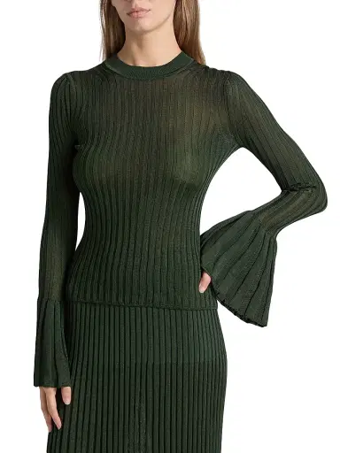 Zimmermann Women's Ribbed Bell-Sleeve Sweater | Thumbnail 3 Zimmermann Women's Ribbed Bell-Sleeve Sweater | Thumbnail 3
