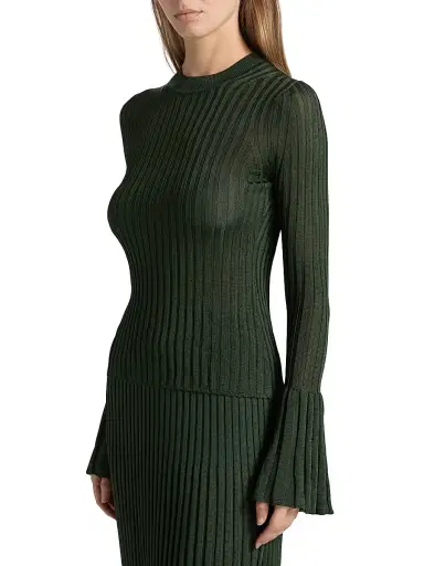 Zimmermann Women's Ribbed Bell-Sleeve Sweater | Thumbnail 4 Zimmermann Women's Ribbed Bell-Sleeve Sweater | Thumbnail 4