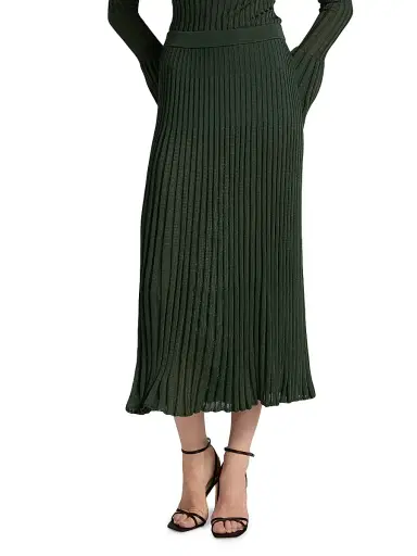 Zimmermann Women's Pleated Ribbed Midi-Skirt - Dark Green | Thumbnail 3 Zimmermann Women's Pleated Ribbed Midi-Skirt - Dark Green | Thumbnail 3