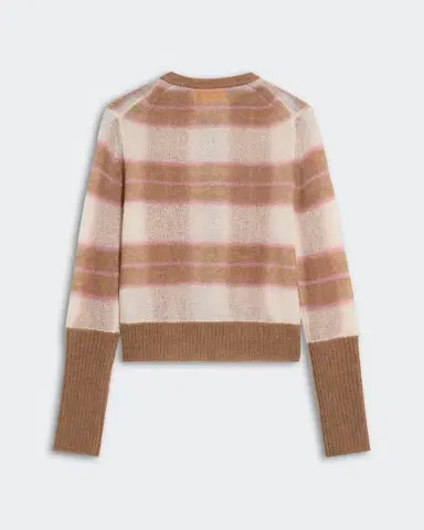 Guest In Residence Shadow Plaid Cardigan - Taupe Combo | Thumbnail 2 Guest In Residence Shadow Plaid Cardigan - Taupe Combo | Thumbnail 2