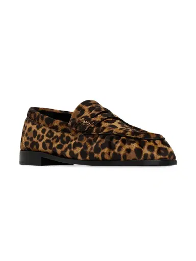 Saint Laurent Women's Le Loafer Penny Slippers in Pony Hair Leather - Manto Naturale | Thumbnail 2 Saint Laurent Women's Le Loafer Penny Slippers in Pony Hair Leather - Manto Naturale | Thumbnail 2