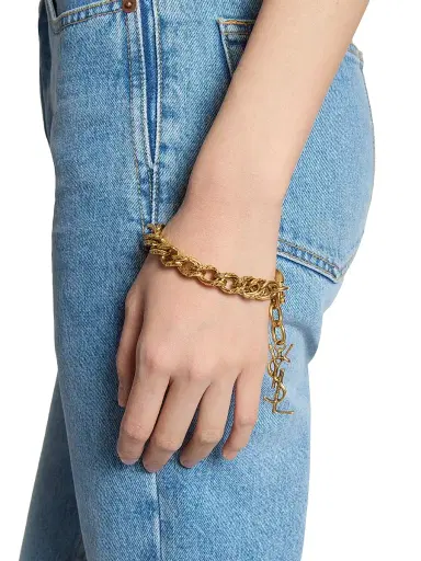 Saint Laurent Women's Rope-Chain Bracelet in Metal - Brass Gold | Thumbnail 2 Saint Laurent Women's Rope-Chain Bracelet in Metal - Brass Gold | Thumbnail 2