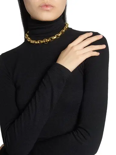 Saint Laurent Women's Chunky Chain Necklace in Metal - Aged Brass Gold | Thumbnail 2 Saint Laurent Women's Chunky Chain Necklace in Metal - Aged Brass Gold | Thumbnail 2