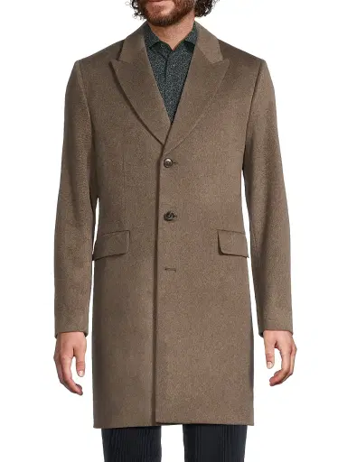 Paul Smith Men's Wool-Cashmere Single-Breasted Overcoat | Thumbnail 3 Paul Smith Men's Wool-Cashmere Single-Breasted Overcoat | Thumbnail 3