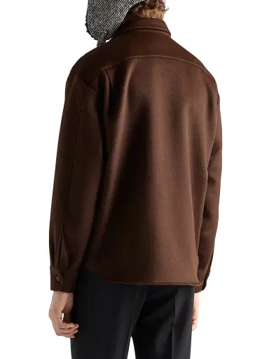 Prada Men's Wool and Cashmere Shirt - Brown | Thumbnail 4 Prada Men's Wool and Cashmere Shirt - Brown | Thumbnail 4