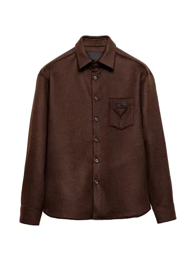 Prada Men's Wool and Cashmere Shirt - Brown | Thumbnail 1 Prada Men's Wool and Cashmere Shirt - Brown | Thumbnail 1