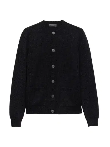 Prada Men's Cashmere Cardigan - Black | Thumbnail 1 Prada Men's Cashmere Cardigan - Black | Thumbnail 1