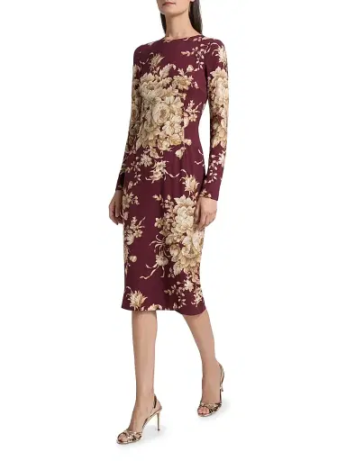 Dolce & Gabbana Women's Rose Charmeuse Sheath Dress - Red Print Flower | Thumbnail 2 Dolce & Gabbana Women's Rose Charmeuse Sheath Dress - Red Print Flower | Thumbnail 2