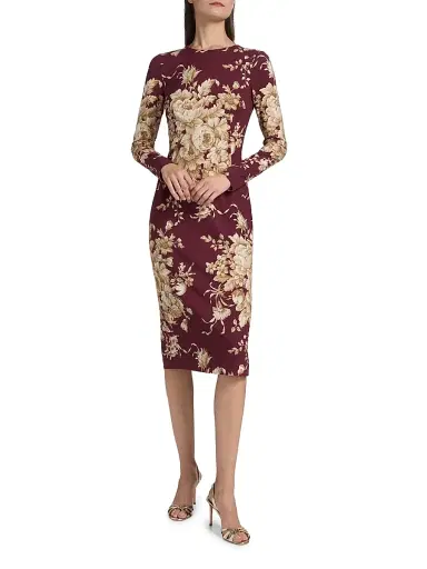 Dolce & Gabbana Women's Rose Charmeuse Sheath Dress - Red Print Flower | Thumbnail 3 Dolce & Gabbana Women's Rose Charmeuse Sheath Dress - Red Print Flower | Thumbnail 3