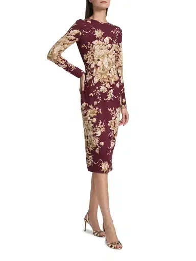 Dolce & Gabbana Women's Rose Charmeuse Sheath Dress - Red Print Flower | Thumbnail 4 Dolce & Gabbana Women's Rose Charmeuse Sheath Dress - Red Print Flower | Thumbnail 4