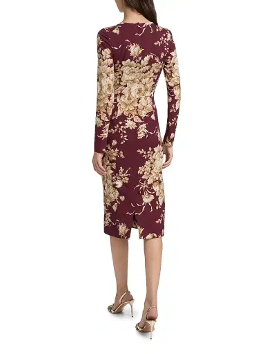 Dolce & Gabbana Women's Rose Charmeuse Sheath Dress - Red Print Flower | Thumbnail 5 Dolce & Gabbana Women's Rose Charmeuse Sheath Dress - Red Print Flower | Thumbnail 5