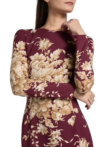 Dolce & Gabbana Women's Rose Charmeuse Sheath Dress - Red Print Flower | Thumbnail 6 Dolce & Gabbana Women's Rose Charmeuse Sheath Dress - Red Print Flower | Thumbnail 6