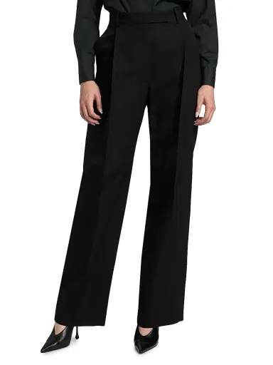 Tom Ford Women's Sharp Wool Pleated High-Rise Wide-Leg Pants - Black - Size 0 | Thumbnail 3 Tom Ford Women's Sharp Wool Pleated High-Rise Wide-Leg Pants - Black - Size 0 | Thumbnail 3