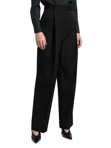 Tom Ford Women's Sharp Wool Pleated High-Rise Wide-Leg Pants - Black - Size 0 | Thumbnail 4 Tom Ford Women's Sharp Wool Pleated High-Rise Wide-Leg Pants - Black - Size 0 | Thumbnail 4