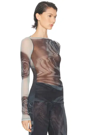 Jean Paul Gaultier Boat Neck Blurry Roses Printed Long Sleeve Top | Thumbnail 2 Jean Paul Gaultier Boat Neck Blurry Roses Printed Long Sleeve Top | Thumbnail 2