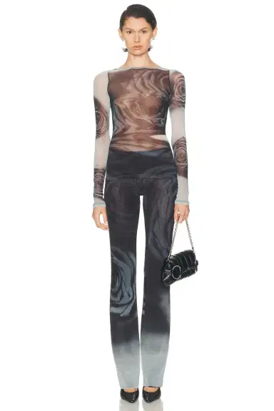 Jean Paul Gaultier Boat Neck Blurry Roses Printed Long Sleeve Top | Thumbnail 5 Jean Paul Gaultier Boat Neck Blurry Roses Printed Long Sleeve Top | Thumbnail 5