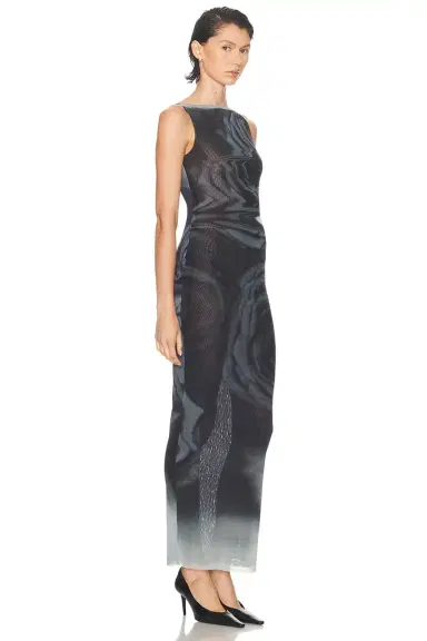Jean Paul Gaultier Boat Neck Blurry Roses Printed Sleeveless Dress | Thumbnail 2 Jean Paul Gaultier Boat Neck Blurry Roses Printed Sleeveless Dress | Thumbnail 2