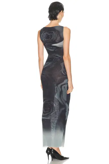 Jean Paul Gaultier Boat Neck Blurry Roses Printed Sleeveless Dress | Thumbnail 4 Jean Paul Gaultier Boat Neck Blurry Roses Printed Sleeveless Dress | Thumbnail 4