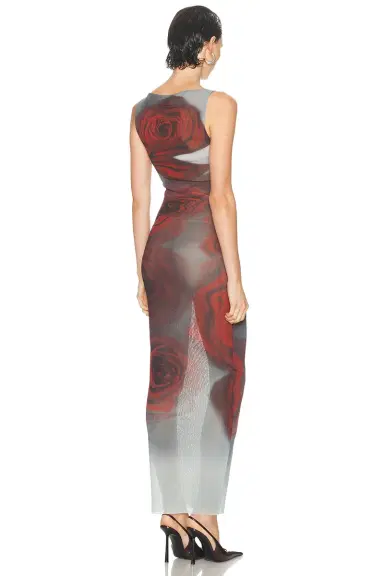 Jean Paul Gaultier Boat Neck Blurry Roses Printed Sleeveless Dress | Thumbnail 4 Jean Paul Gaultier Boat Neck Blurry Roses Printed Sleeveless Dress | Thumbnail 4