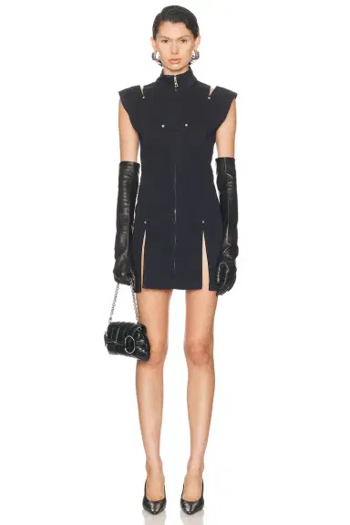 Jean Paul Gaultier Overdyed Denim Slit And Mesh Short Dress | Thumbnail 1 Jean Paul Gaultier Overdyed Denim Slit And Mesh Short Dress | Thumbnail 1