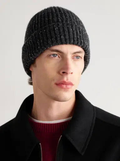 Inis Meáin Ribbed Cashmere Beanie - Men | Thumbnail 2 Inis Meáin Ribbed Cashmere Beanie - Men | Thumbnail 2