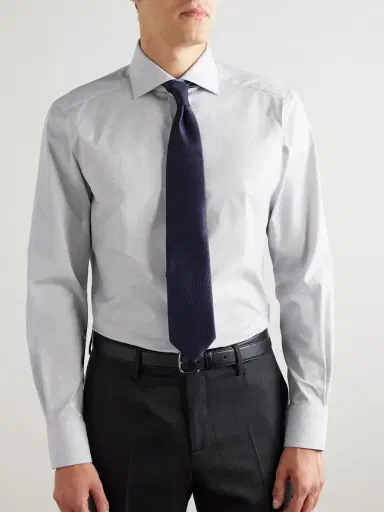 Zegna Cutaway-Collar Micro-Checked Trofeo™ Cotton-Poplin Shirt - Men | Thumbnail 2 Zegna Cutaway-Collar Micro-Checked Trofeo™ Cotton-Poplin Shirt - Men | Thumbnail 2