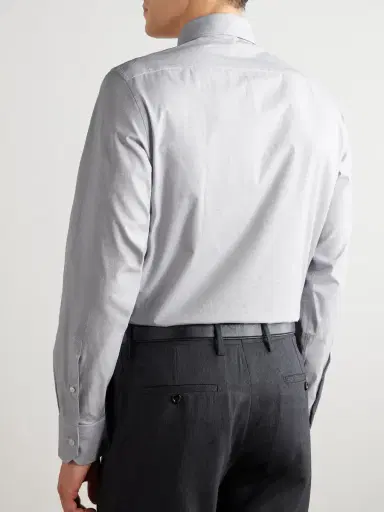 Zegna Cutaway-Collar Micro-Checked Trofeo™ Cotton-Poplin Shirt - Men | Thumbnail 3 Zegna Cutaway-Collar Micro-Checked Trofeo™ Cotton-Poplin Shirt - Men | Thumbnail 3