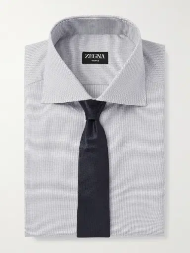 Zegna Cutaway-Collar Micro-Checked Trofeo™ Cotton-Poplin Shirt - Men | Thumbnail 5 Zegna Cutaway-Collar Micro-Checked Trofeo™ Cotton-Poplin Shirt - Men | Thumbnail 5