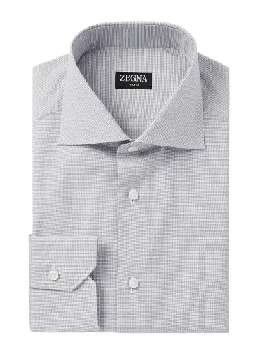 Zegna Cutaway-Collar Micro-Checked Trofeo™ Cotton-Poplin Shirt - Men | Thumbnail 1 Zegna Cutaway-Collar Micro-Checked Trofeo™ Cotton-Poplin Shirt - Men | Thumbnail 1