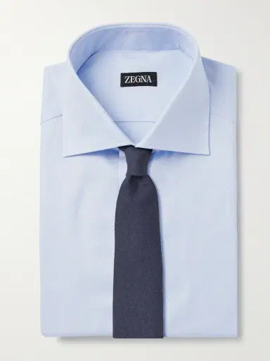 Zegna Cutaway-Collar Textured-Cotton Shirt - Men | Thumbnail 4 Zegna Cutaway-Collar Textured-Cotton Shirt - Men | Thumbnail 4