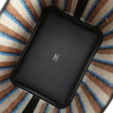 HERMÈS Hermes Stripe Picotin Lock 18 Black Swift and Ecru, Bleu, Black and Fauve Toile H Canvas Palladium Hardware | Thumbnail 7 HERMÈS Hermes Stripe Picotin Lock 18 Black Swift and Ecru, Bleu, Black and Fauve Toile H Canvas Palladium Hardware | Thumbnail 7