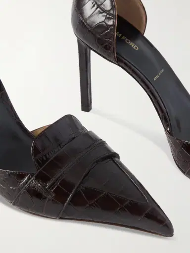 Tom Ford Eva D'orsay Glossed Croc-effect Leather Pumps | Thumbnail 4 Tom Ford Eva D'orsay Glossed Croc-effect Leather Pumps | Thumbnail 4
