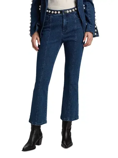Cinq à Sept Women's Shannon Pearl-Embellished Jeans - Oceane | Thumbnail 3 Cinq à Sept Women's Shannon Pearl-Embellished Jeans - Oceane | Thumbnail 3