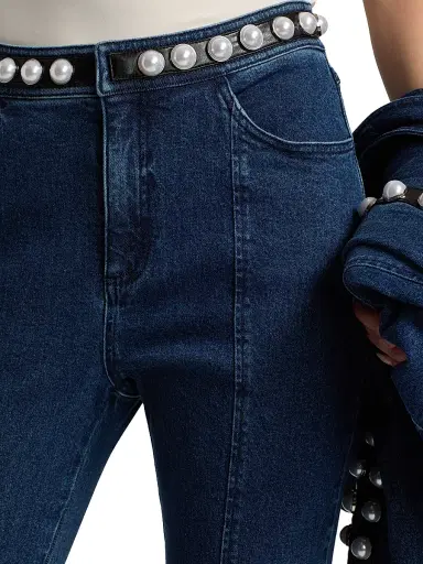 Cinq à Sept Women's Shannon Pearl-Embellished Jeans - Oceane | Thumbnail 6 Cinq à Sept Women's Shannon Pearl-Embellished Jeans - Oceane | Thumbnail 6