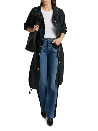L'AGENCE Women's Toshi Windbreaker Trench Coat - Black | Thumbnail 2 L'AGENCE Women's Toshi Windbreaker Trench Coat - Black | Thumbnail 2