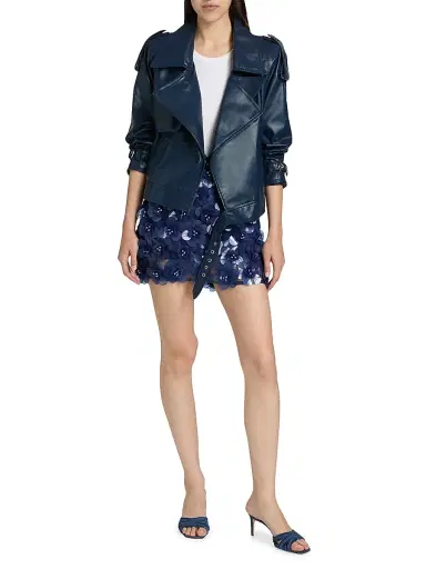 Mariandree Gaitan Women's Identity Giorgia Faux Leather Biker Jacket - Blue | Thumbnail 2 Mariandree Gaitan Women's Identity Giorgia Faux Leather Biker Jacket - Blue | Thumbnail 2