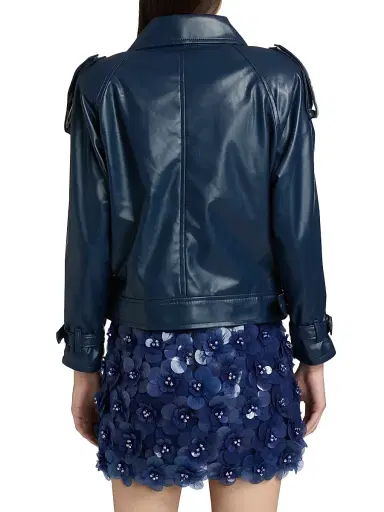 Mariandree Gaitan Women's Identity Giorgia Faux Leather Biker Jacket - Blue | Thumbnail 5 Mariandree Gaitan Women's Identity Giorgia Faux Leather Biker Jacket - Blue | Thumbnail 5