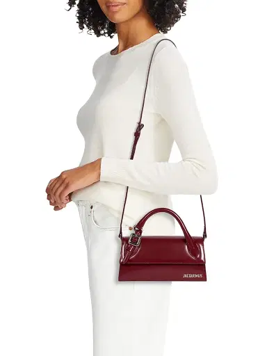 Jacquemus Women's Le Chiquito Long Leather Top Handle Bag - Burgundy | Thumbnail 2 Jacquemus Women's Le Chiquito Long Leather Top Handle Bag - Burgundy | Thumbnail 2