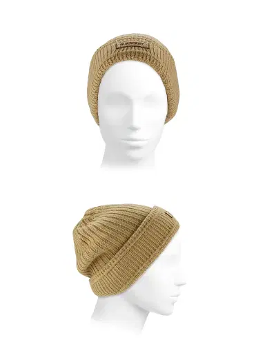 Burberry Men's Rib-Knit Wool Beanie - Sand | Thumbnail 2 Burberry Men's Rib-Knit Wool Beanie - Sand | Thumbnail 2
