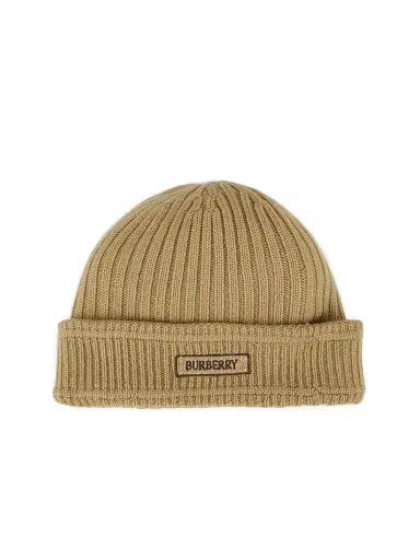 Burberry Men's Rib-Knit Wool Beanie - Sand | Thumbnail 1 Burberry Men's Rib-Knit Wool Beanie - Sand | Thumbnail 1