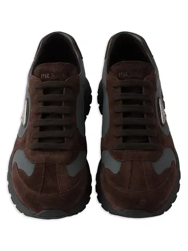Prada Women's Suede and Re-Nylon Sneakers - Dark Brown | Thumbnail 2 Prada Women's Suede and Re-Nylon Sneakers - Dark Brown | Thumbnail 2